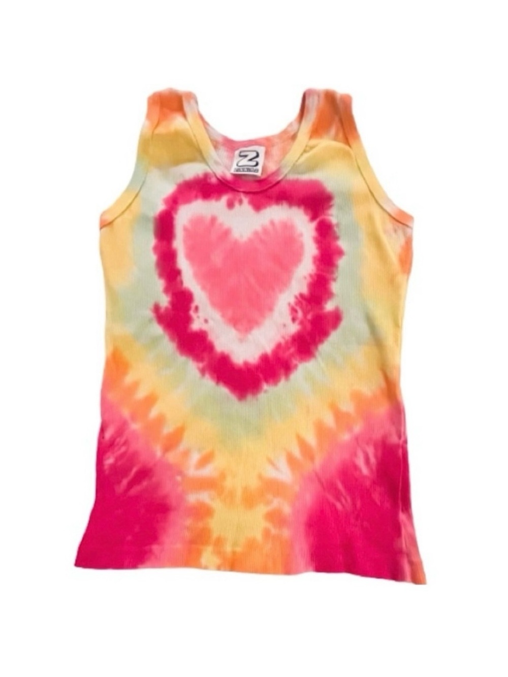 Zinnias- Heart Tie Dye Girl Ribbed 
Tank Top. Size: 12